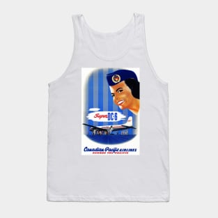 Vintage Travel Poster Canada Super DC-6 Tank Top